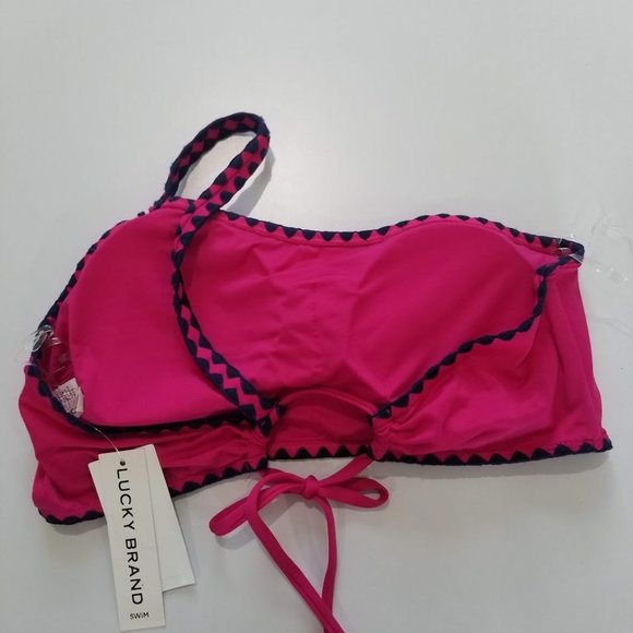Lucky Brand Shell-Stitch Asymmetric Bikini  Swim Top - Picture 6 of 8